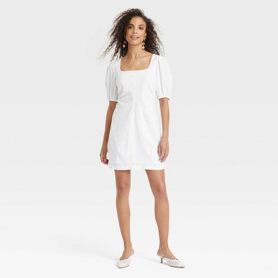 Women's Linen Short Sleeve Mini Sundress - A New Day™