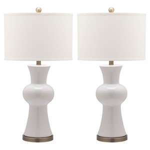 Lola White Ceramic Column Table Lamp Set of 2 - Safavieh