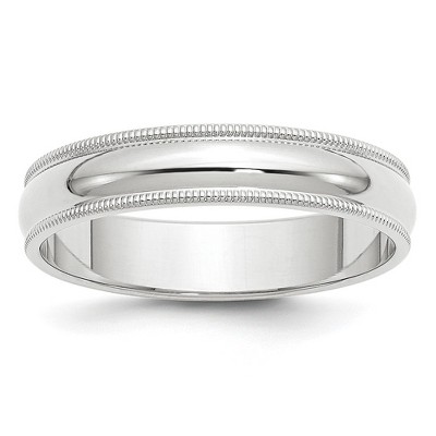 Black Bow Jewelry 5mm 10K Rose, White, or Yellow Gold Half Round Milgrain Standard Band