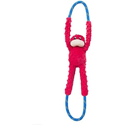 ZippyPaws RopeTugz - Durable Dog Pull Rope Toy, Interactive Tug of War, Made with Heavy Duty Climbing Rope - Red Monkey