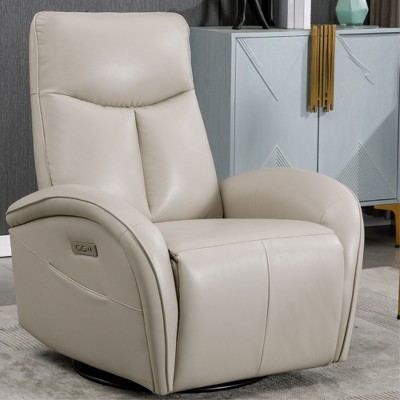 FONTOI Swivel and Rocker Accent Chair with Lumbar Support, Max Swivel Degree 270°, Beige&Grey, 36.23"*42.2"*34.65"