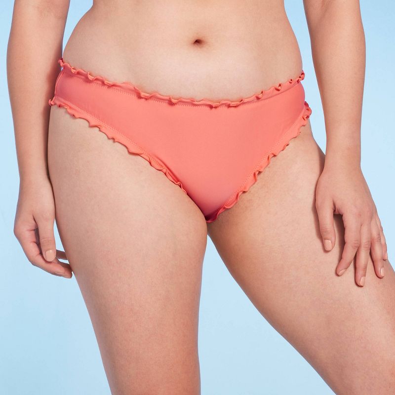 Women's Ruffle Cheeky Bikini Bottom - Shade & Shore™ Pink, 5 of 7