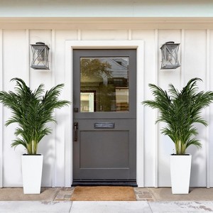 4 Pack 15.7'' Tall Planters for Plants with Drainage Holes & Water Level Monitor Resin Flower Pots for Indoor, Outdoor, Garden, Front Porch, Patio - 1 of 4