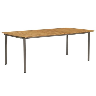 vidaXL Patio Table, 78.7"x39.4"x28.3" Solid Acacia Wood and Steel