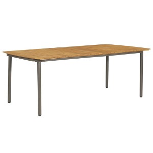 vidaXL Patio Table, 78.7"x39.4"x28.3" Solid Acacia Wood and Steel - 1 of 4