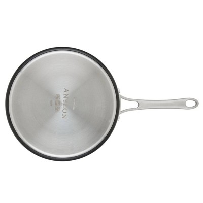 Black Nonstick Aluminum and Stainless Steel Sauté Pan with Lid, 3.5-Quart
