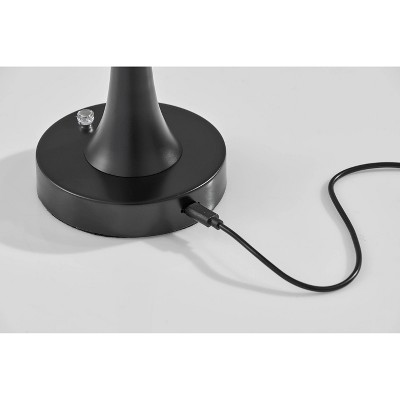 15" Black Metal Cordless LED Table Lamp with 3-Way Touch Dimmer