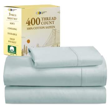 Cotton Sheets Set - Softest 400 Thread Count Bed sheets, 100% Cotton Sateen, Cooling, Deep Pocket by California Design Den