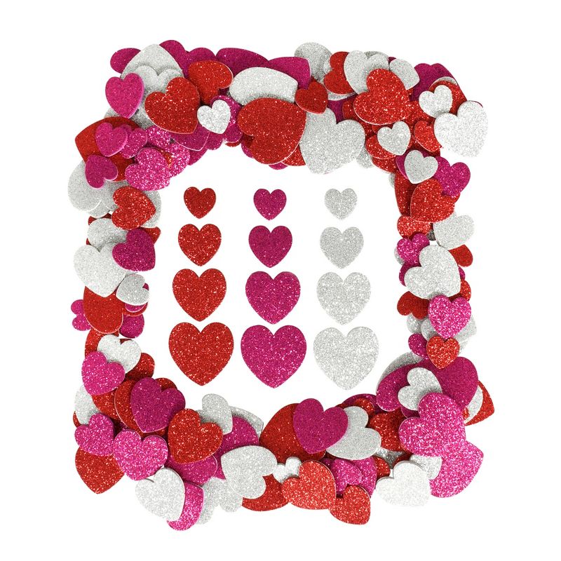 READY 2 LEARN™ Glitter Foam Stickers - Hearts - Red, Pink and Silver - 168 Per Pack - 3 Packs, 2 of 5