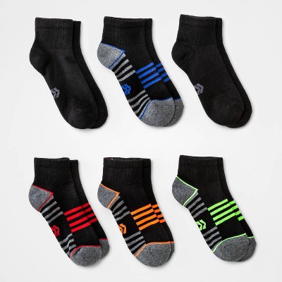 Kids' 6pk Ankle Socks - All In Motion™ Black M : Target