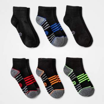 Kids' 6pk Ankle Socks - All In Motion™ Black