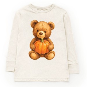 Watercolor Pumpkin Bear - Kids Toddler Long Sleeve Tee and Kids Youth Long Sleeve Tee - 1 of 2