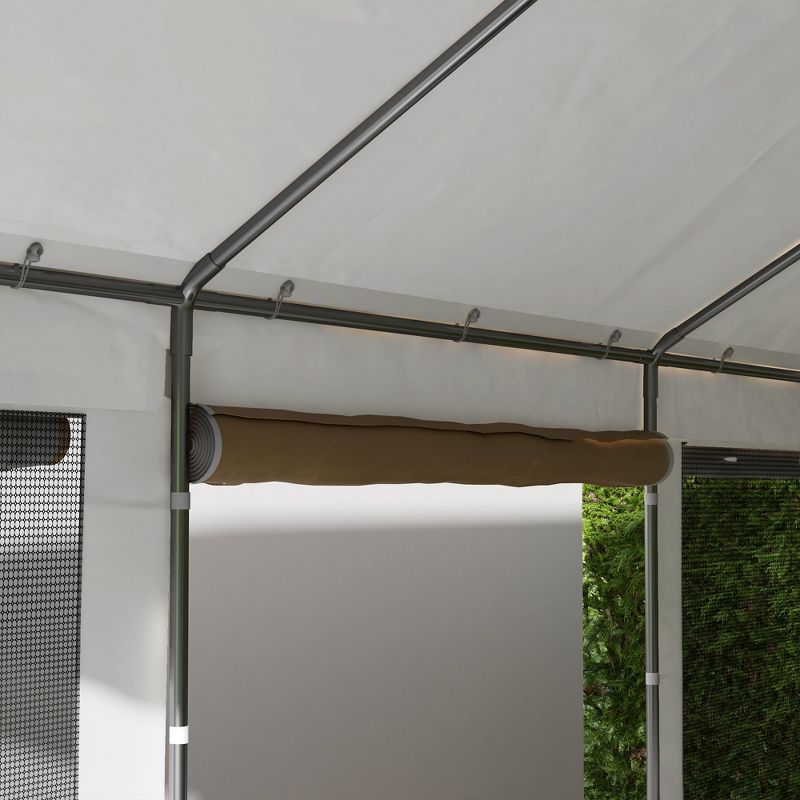 Outsunny Carport 10' x 20' Portable Garage, Height Adjustable Heavy Duty Car Port Canopy with 4 Roll-up Doors & 4 Windows, 5 of 7