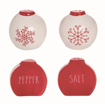 Transpac Ceramic Multicolor Christmas Snow Stripes Salt and Pepper Shakers Set of 2