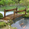 Outsunny Wooden Garden Bridge with Planters, Stained Finish Arc Footbridge with Safety Railings for Backyard, Pond Stream, Stained Wood - 3 of 4