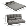 Recliner Sofa, Convertible Floor Sofa Chair with 2 Pillows, Adjustable Backrest and Headrest - 3 of 4