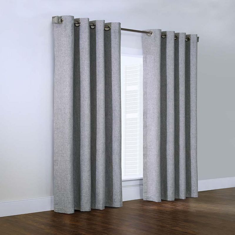 Habitat Linum Solid Textured Inspired Allure Home or Office Light Filtering Grommet Curtain Panel Light Grey, 1 of 5