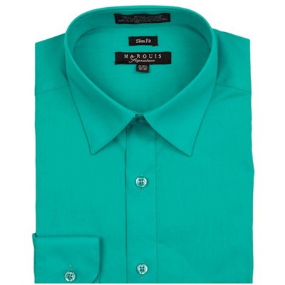 Marquis Men's Emerald Green Long Sleeve With Slim Fit Dress Shirt 18.5 ...