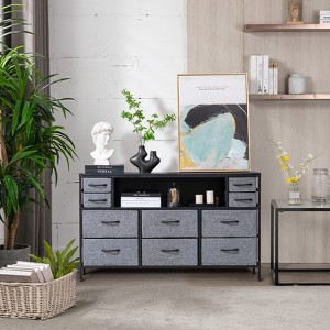 DOMETOUR 10-Drawer Fabric Dresser with Wooden Top and Sturdy Steel Frame – Spacious Storage for Bedroom, Closet, Entryway, or Nursery, Grey - 1 of 4