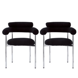 Upholstered Armchair Dining Chairs With Metal Legs (Set of 2) - 1 of 4