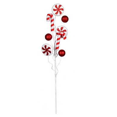 Vickerman Red/White Candy Cane Swirl Artificial Christmas Spray. Includes 6 sprays per pack.