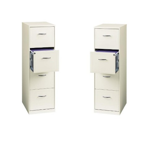 Steel Value Pack Set Of 2 4 Drawer Smart File Cabinet In Pearl