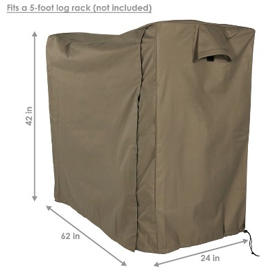 Khaki Heavy-Duty Polyester 5-Foot Firewood Log Rack Cover