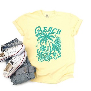 Simply Sage Market Women's Beach Vibes Distressed Short Sleeve Garment Dyed Tee - 1 of 2
