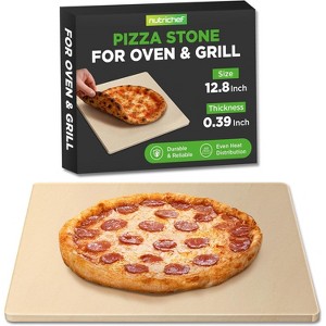 NutriChef Baking Stone for Pizza - 12.8” x 12.8” Durable and Safe Cooking Stone for BBQ Grill and Oven, Thermal Shock Resistant Grilling Stone - 1 of 4