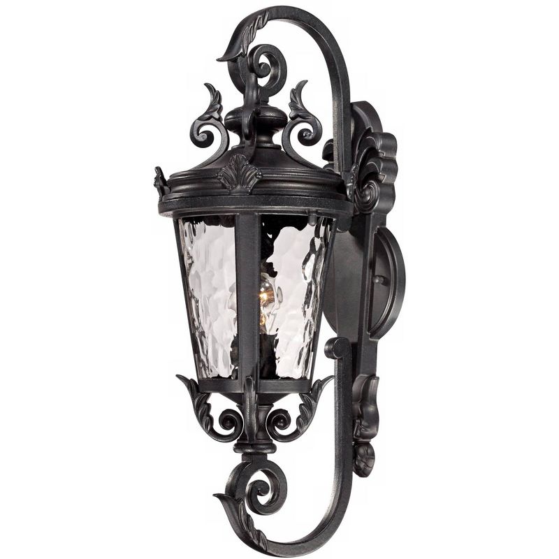 John Timberland Casa Marseille Vintage Rustic Outdoor Wall Light Fixture Black Scroll 19" Clear Hammered Glass for Post Exterior Barn Deck House Porch, 5 of 9