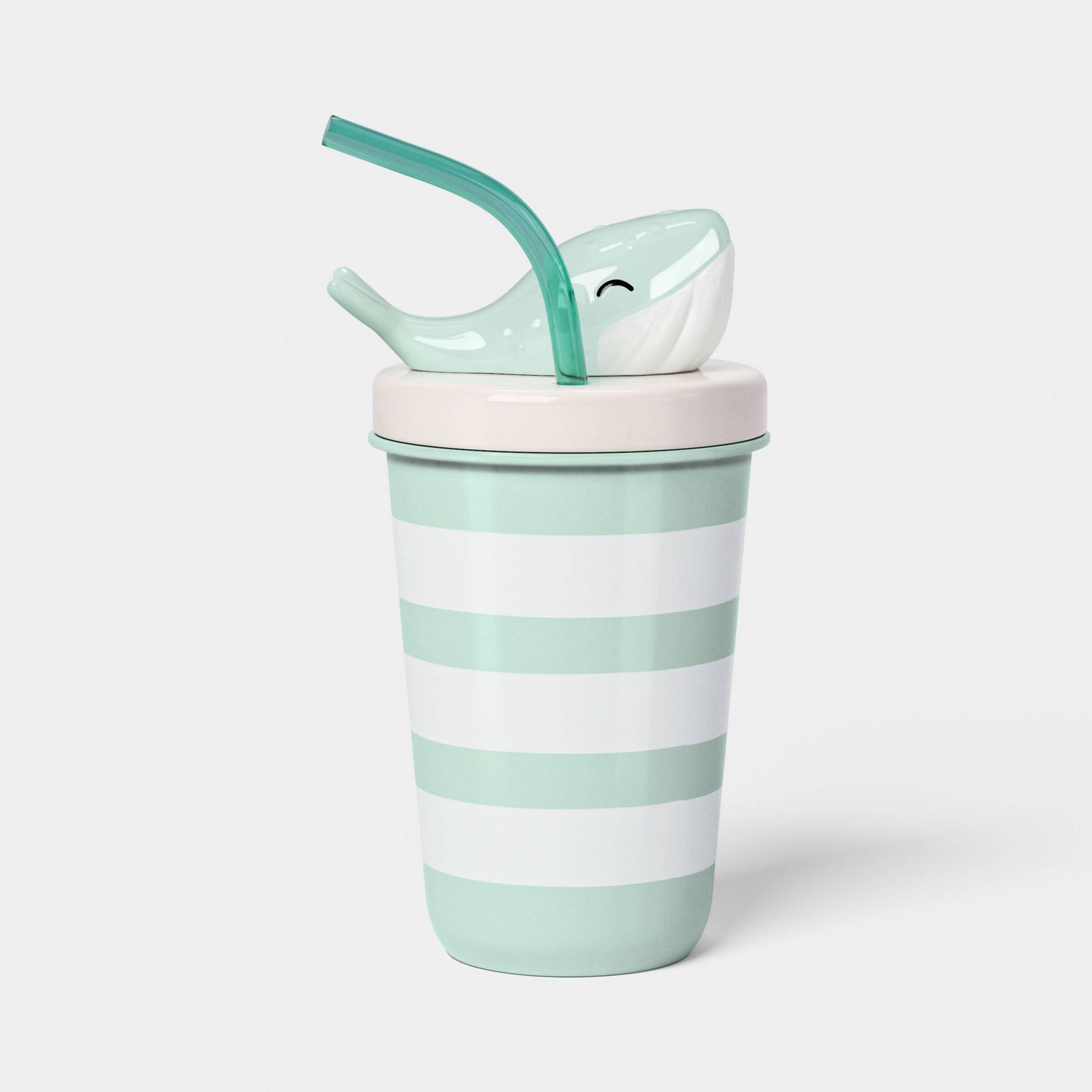 16 fl oz Striped Figural Whale Straw Tumbler Blue - Sun Squad™