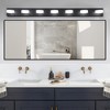 GreenEver 52' Modern 7-Light LED Vanity Light - Black Iron Finish, Acrylic Shades, Dimmable Bathroom Wall Sconce, Energy-Efficient Decor - 3 of 4