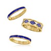 Ross-Simons Blue Enamel and 18kt Gold Over Sterling Jewelry Set: 3 Stackable Geometric Rings - 4 of 4