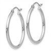 Black Bow Jewelry 2mm, 14k White Gold Classic Round Hoop Earrings, 25mm (1 Inch) - 2 of 4