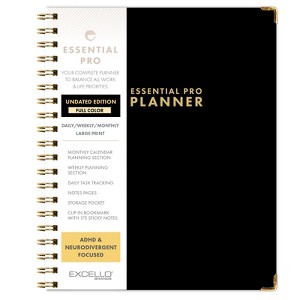 DELUXE ESSENTIAL PRO Undated Daily, Weekly/Monthly Planner,Tabs,Notes Pages,Storage Pocket,Bookmark (Black) - 1 of 4