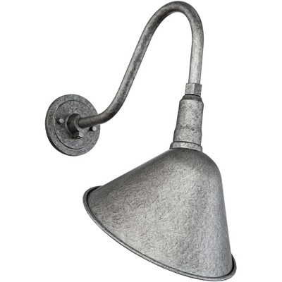 Franklin Iron Works Rustic Wall Light Sconce Galvanized Silver Hardwired 10 1/2" Fixture Gooseneck Arm for Bedroom Bathroom Vanity