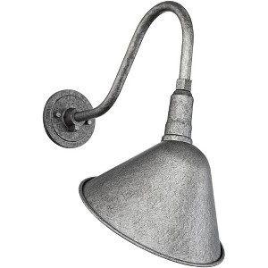Franklin Iron Works Rustic Wall Light Sconce Galvanized Silver Hardwired 10 1/2" Fixture Gooseneck Arm for Bedroom Bathroom Vanity - 1 of 4