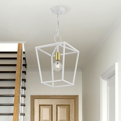 White Glass and Brass 16" Indoor/Outdoor Lantern Pendant