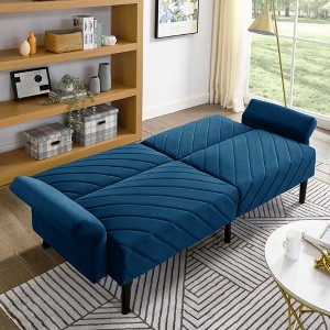 GDFStudio Susie Convertible Velvet Tufted Twin XL Sofa Bed with Adjustable Armrests Backrest - 1 of 4