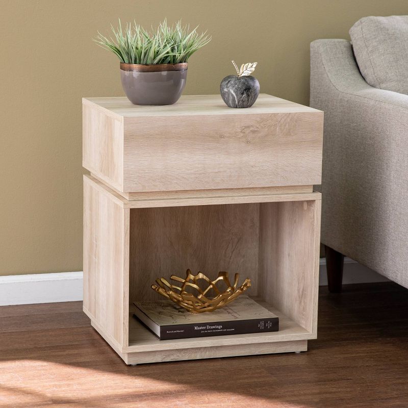 Gelday Side Table with Charging Station Whitewashed Oak - Aiden Lane, 4 of 12
