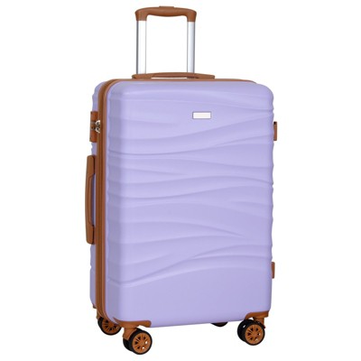 Hykolity 28" Checked Luggage, Expandable Hardshell Suitcase with Double Spinner Wheels PURPLE
