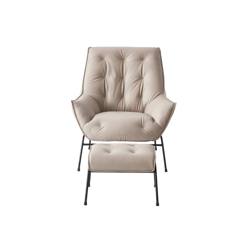 35&#34; Zusa Accent Chair Khaki Top Grain Leather - Acme Furniture, 3 of 6