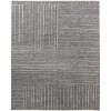 Gray and Ivory Wool Checkered Hand Knotted Worn Faded Area Rug - 4 of 4