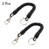 Unique Bargains Lobster Hook Stretchy Coil Keyring Keychain Strap 8" Length 2 Pcs Black - 2 of 4