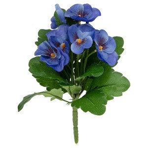 Allstate Floral 8" Blue Pansy Artificial Silk Floral Bouquet - 1 of 4