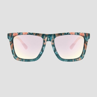 Women's Square Sunglasses with Mirrored Polarized Lenses - All in Motion™ Blue