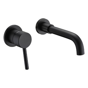 sumerain Black Bathroom Faucet Wall Mount Lavatory Faucet, Left-Handed Single Handle - 1 of 4
