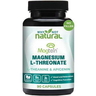 Why Not Natural Magnesium L-Threonate Complex with Apigenin and L-theanine, 90 Capsules, Patented Magtein Supplement