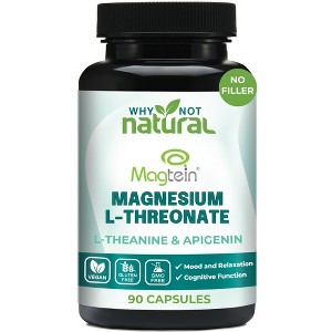 Why Not Natural Magnesium L-Threonate Complex with Apigenin and L-theanine, 90 Capsules, Patented Magtein Supplement - 1 of 4