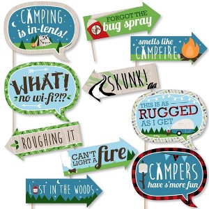 Big Dot of Happiness Funny Happy Camper - Camping Baby Shower or Birthday Party Photo Booth Props Kit - 10 Piece - 1 of 4